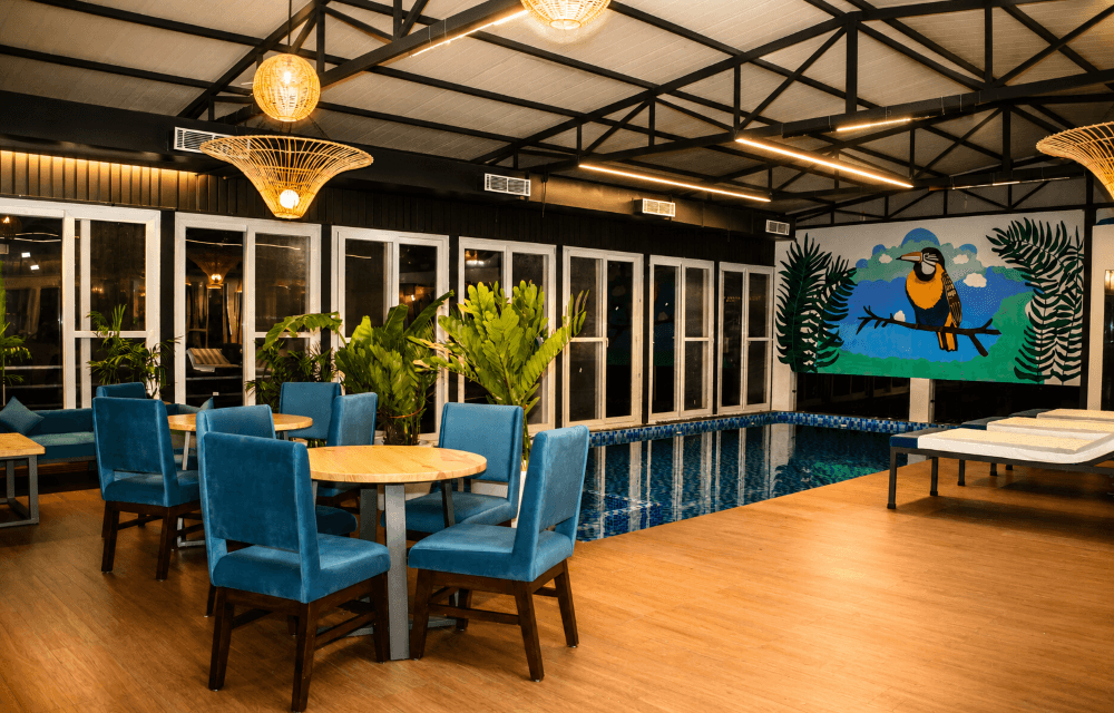 The indoor rooftop swimming pool at Arista Haven, Tapovan, Rishikesh