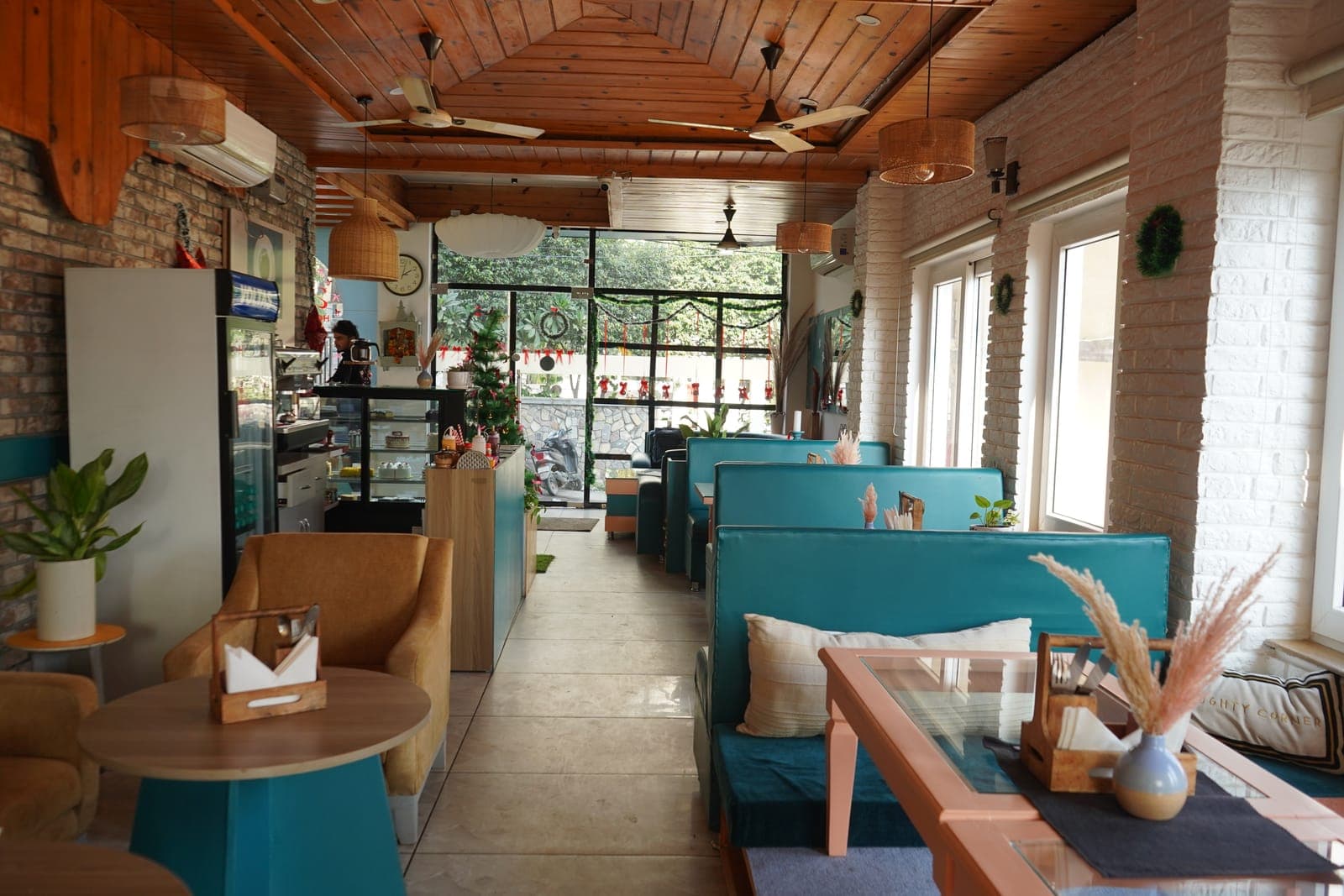 The restaurant at Aroma Cafe Hotel, Rishikesh