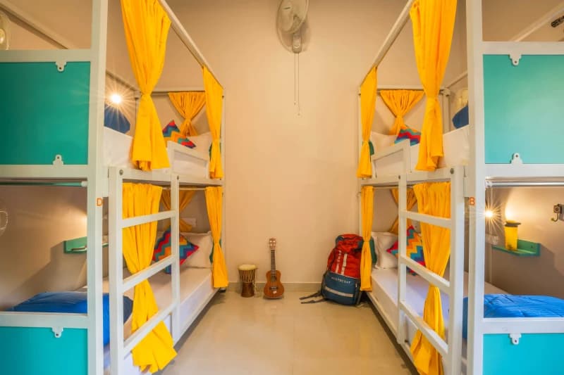 Inside the AC 6-Bed Mixed Dorm — Ensuite at goSTOPS Rishikesh, Lakshman Jhula