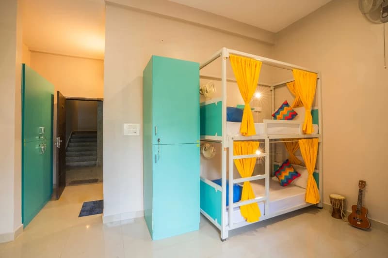 Bunks in the AC 6-Bed Mixed Dorm — Ensuite at goSTOPS Rishikesh, Lakshman Jhula