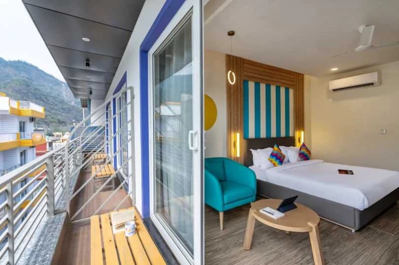 The AC Deluxe Private Room — Balcony, Ensuite at goSTOPS Rishikesh, Tapovan PLUS, with its balcony