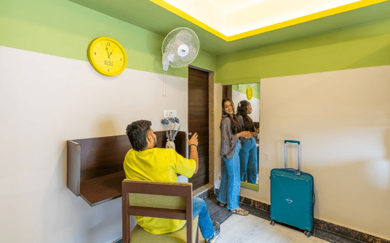 Inside the AC 4-Bed Mixed Dorm at The Hosteller Rishikesh, Ganges