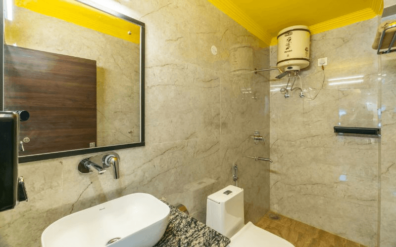 En-suite bathroom for the AC 6-Bed Female Dorm at The Hosteller Rishikesh, Ganges