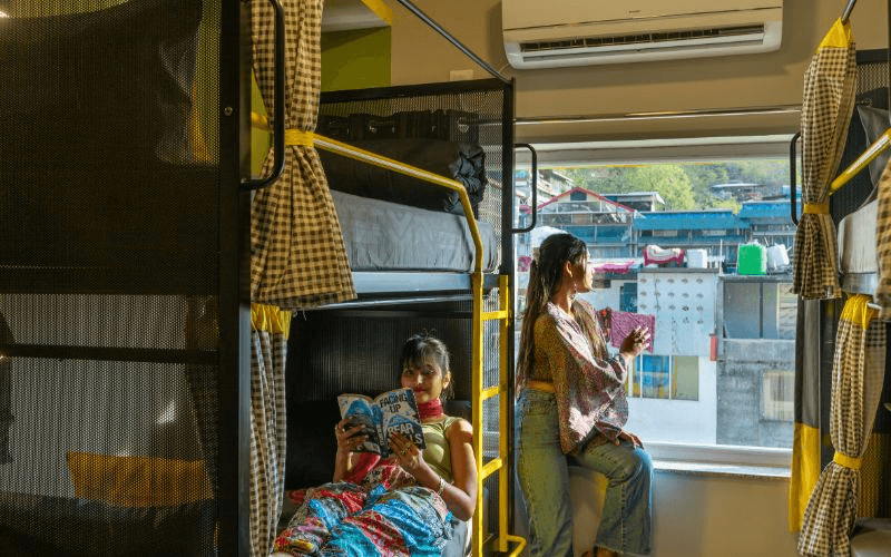 Inside the AC 6-Bed Mixed Dorm at The Hosteller Rishikesh, Ganges