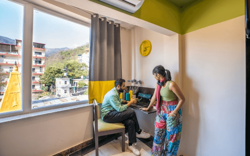 Inside the AC 8-Bed Mixed Dorm at The Hosteller Rishikesh, Ganges