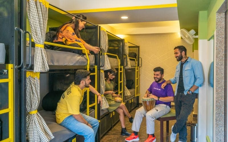 Inside the 8-Bed Mixed Dorm (AC) at The Hosteller Rishikesh, Ganges