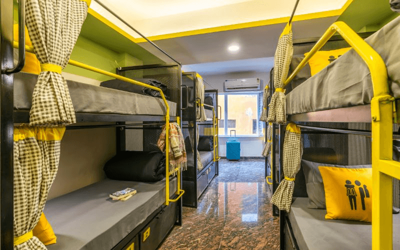 Inside the AC 8-Bed Mixed Dorm at The Hosteller Rishikesh, Ganges