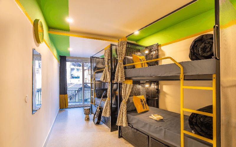 Inside the AC 4-Bed Female Dorm at The Hosteller Rishikesh, Laxman Jhula