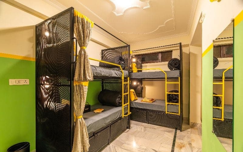 Inside the 8-Bed Mixed Dorm (AC) at The Hosteller Rishikesh, Laxman Jhula