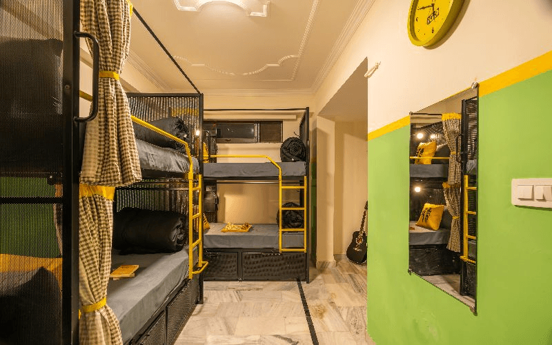 Inside the AC 8-Bed Mixed Dorm at The Hosteller Rishikesh, Laxman Jhula