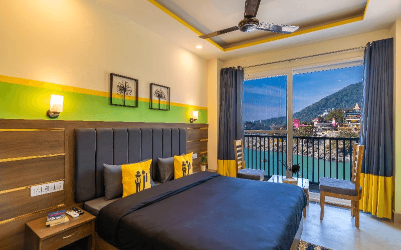 The AC Deluxe Double Room — River View at The Hosteller Rishikesh, Laxman Jhula
