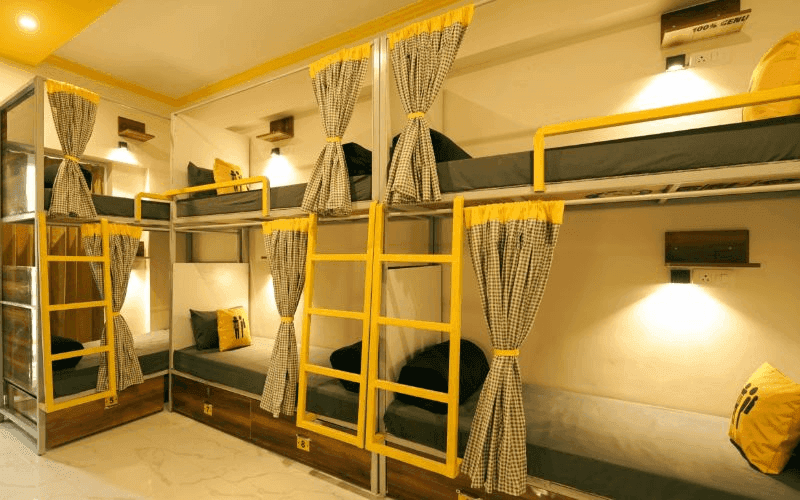 Inside the AC 10-Bed Dorm — Balcony at The Hosteller Rishikesh, Upper Tapovan