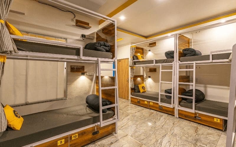 Inside the 10-Bed Mixed Dorm (Mountain View, AC) at The Hosteller Rishikesh, Upper Tapovan
