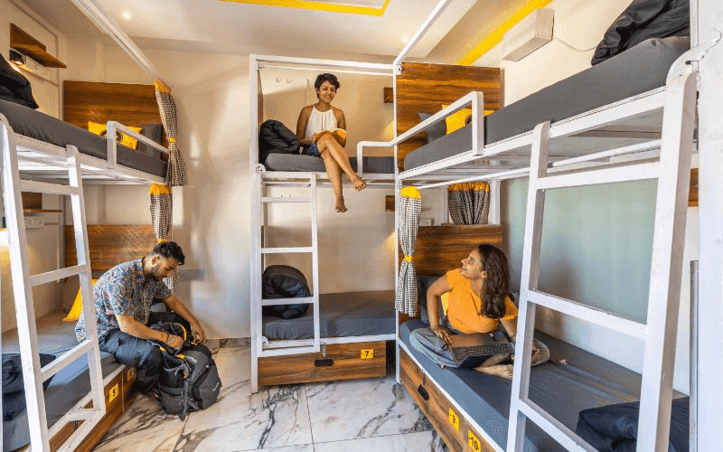 Inside the AC 10-Bed Dorm — Mountain View at The Hosteller Rishikesh, Upper Tapovan