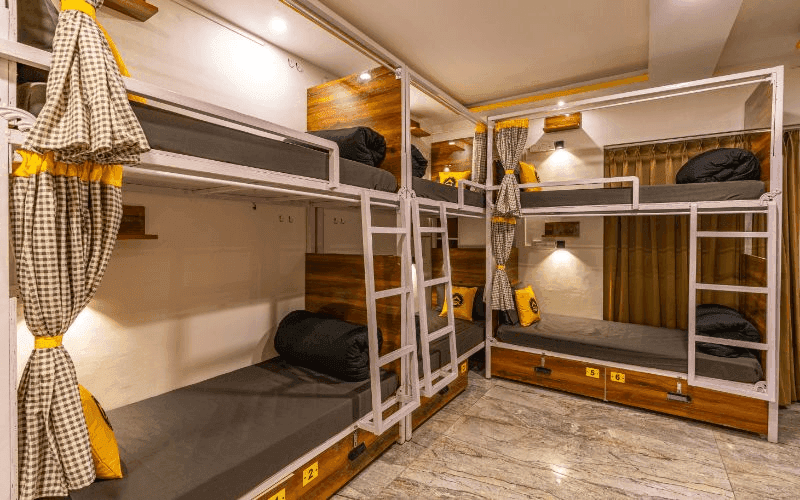 Inside the AC 10-Bed Dorm — Mountain View at The Hosteller Rishikesh, Upper Tapovan