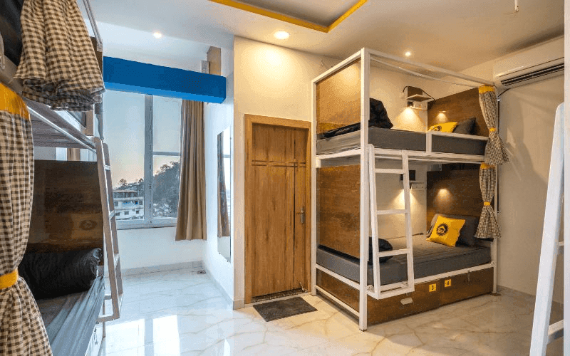 Inside the AC 6-Bed Female Dorm at The Hosteller Rishikesh, Upper Tapovan
