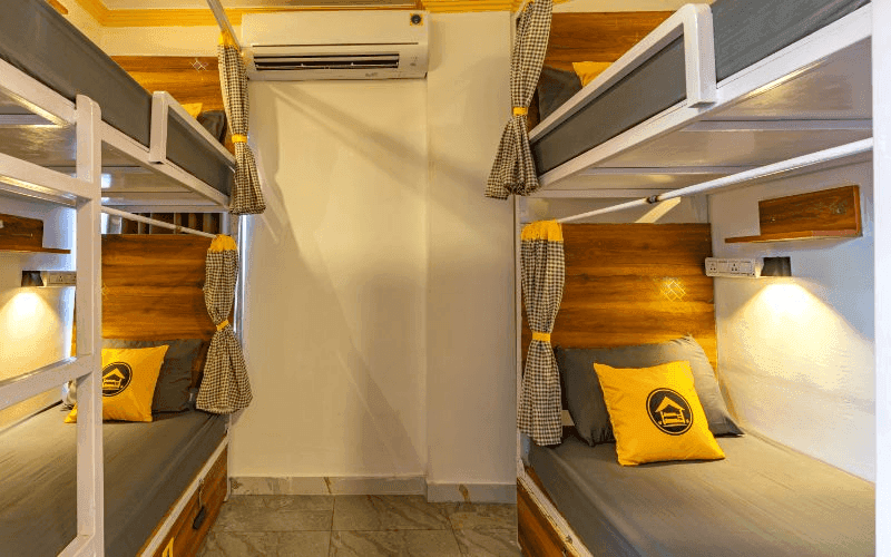 Inside the AC 6-Bed Mixed Dorm at The Hosteller Rishikesh, Upper Tapovan
