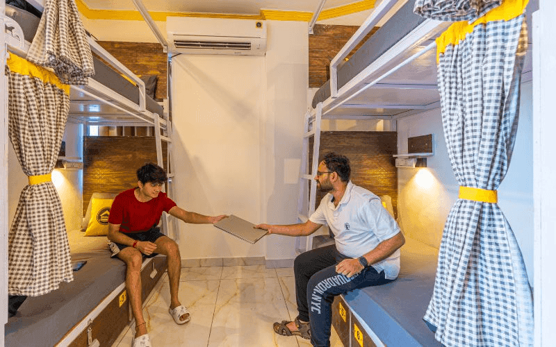 Inside the AC 6-Bed Mixed Dorm at The Hosteller Rishikesh, Upper Tapovan