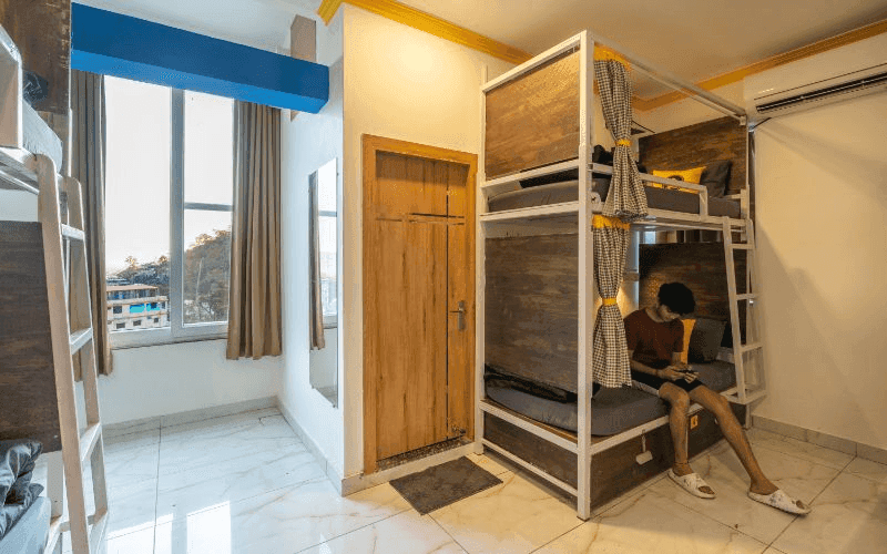 Inside the AC 6-Bed Mixed Dorm at The Hosteller Rishikesh, Upper Tapovan