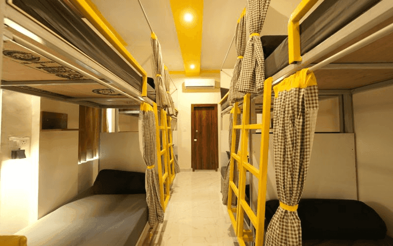 Inside the AC 8-Bed Mixed Dorm at The Hosteller Rishikesh, Upper Tapovan