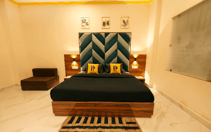 Inside the AC Superior Double Room — Balcony at The Hosteller Rishikesh, Upper Tapovan