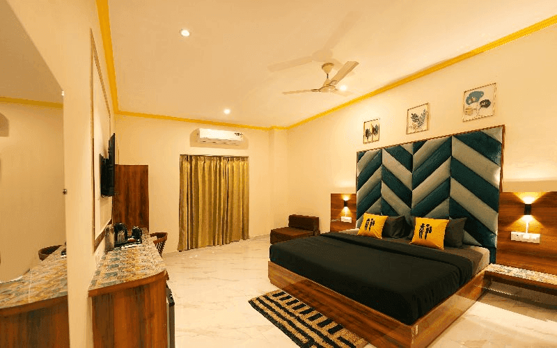 Inside the AC Superior Double Room — Balcony at The Hosteller Rishikesh, Upper Tapovan