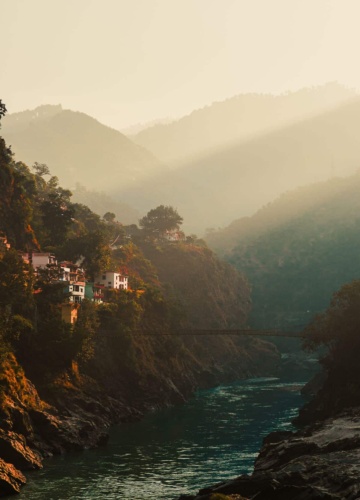 Sunrise over the hills near Rishikesh
