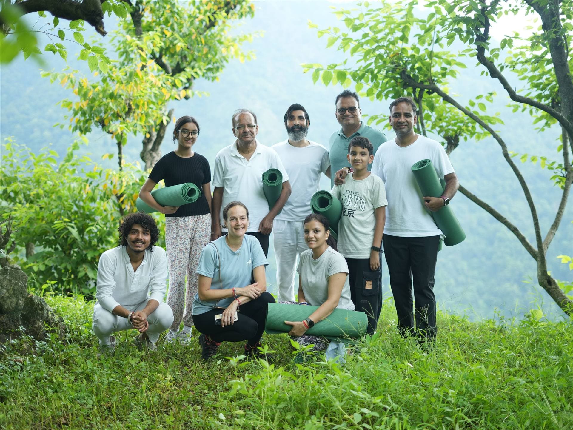A quiet yoga practice space in Rishikesh