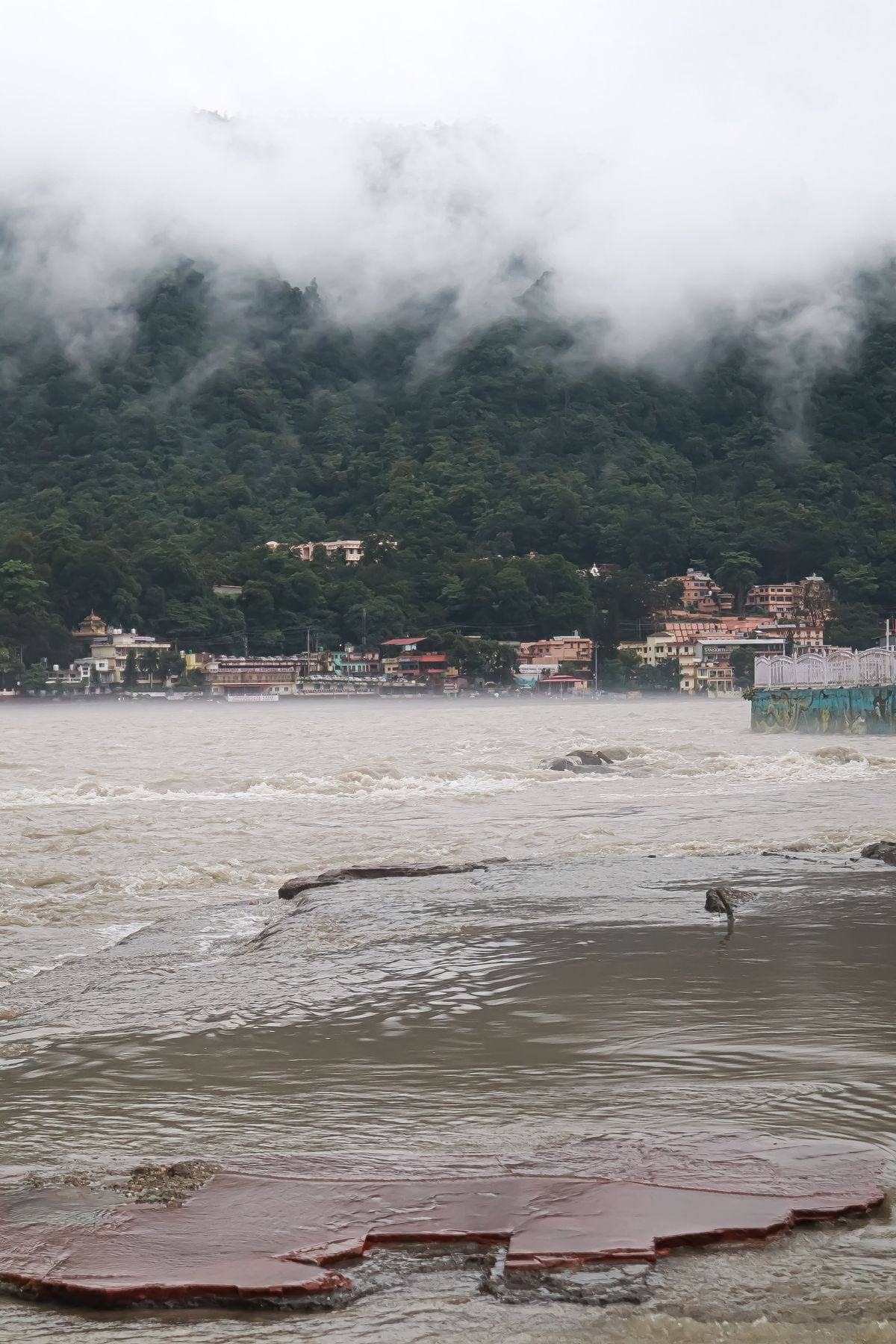 The Ganga flowing past Sai Ghat in Rishikesh