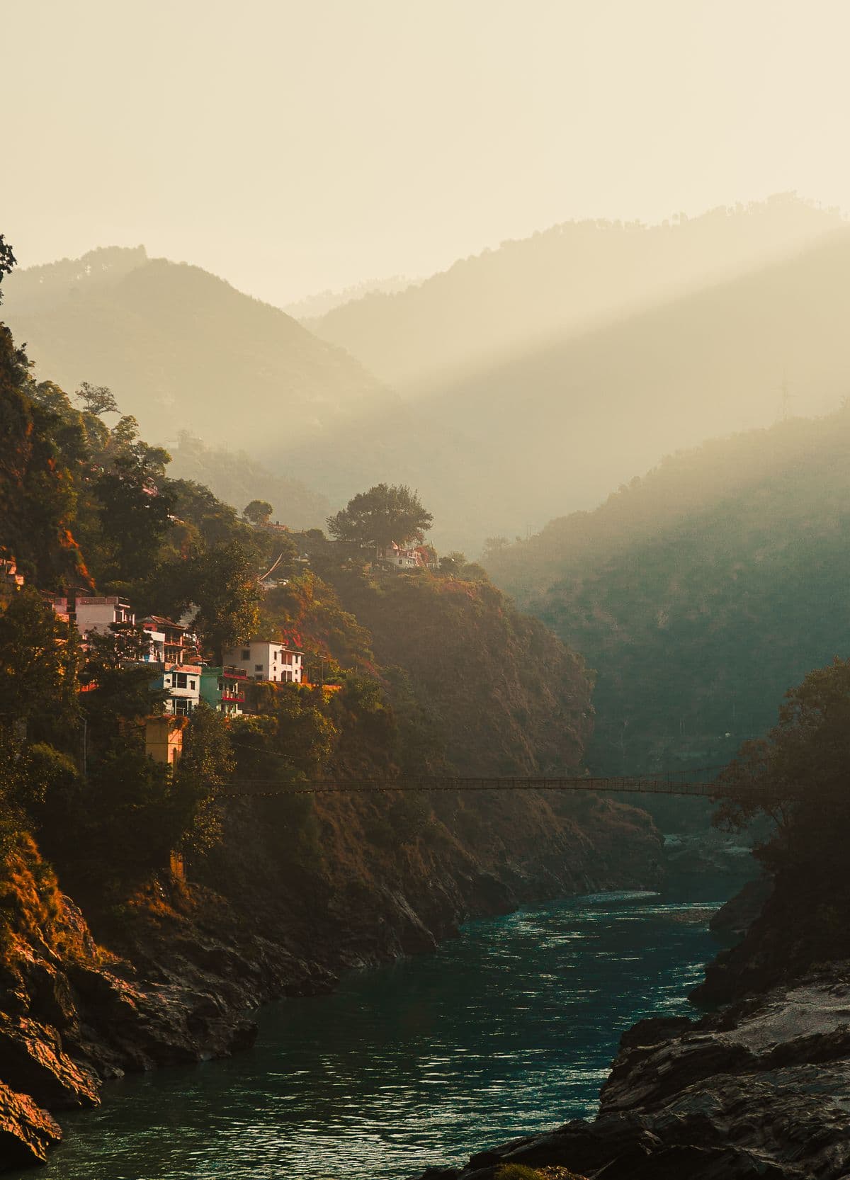 Sunrise over the hills near Rishikesh